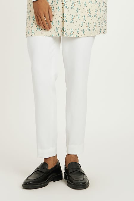 Nautanky_Off White Handloom , Serene Skyline Print Kurta With Pant _Online_at_Aza_Fashions