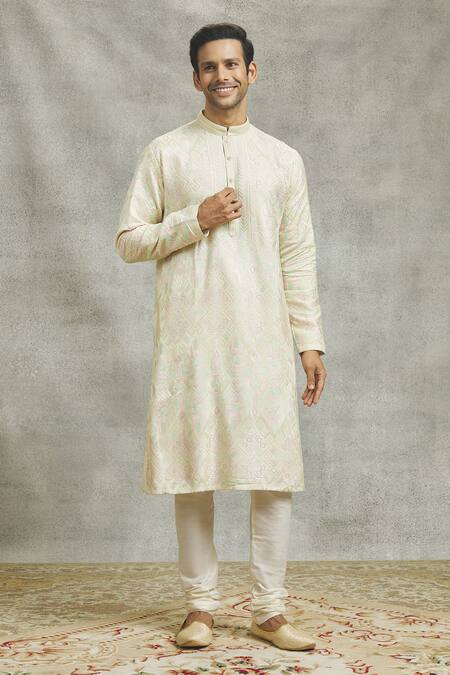 Aariyana Couture Green Silk Embroidery Abstract Geometric Kurta Set Online at Aza Fashions Aariyana Couture_Green Silk Embroidery Abstract Geometric Kurta Set _Online_at_Aza_Fashions