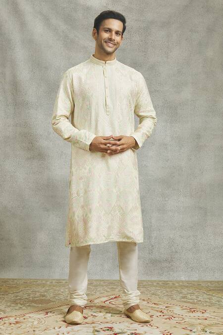 Aariyana Couture Green Silk Embroidery Abstract Geometric Kurta Set at Aza Fashions Aariyana Couture_Green Silk Embroidery Abstract Geometric Kurta Set _at_Aza_Fashions