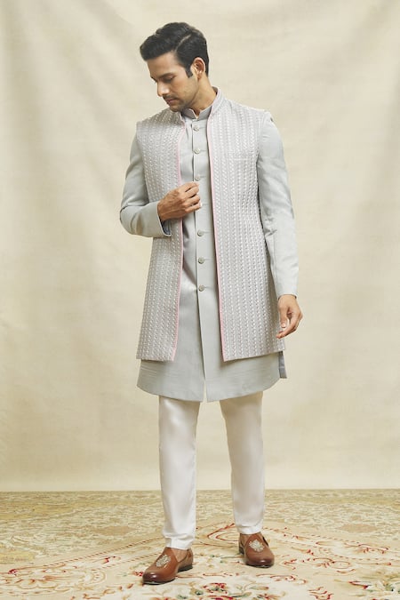 Buy Alaya Advani Grey Zero Velvet Foliage Vine Embroidered Bundi Kurta Set Buy_Alaya Advani_Grey Zero Velvet Foliage Vine Embroidered Bundi Kurta Set