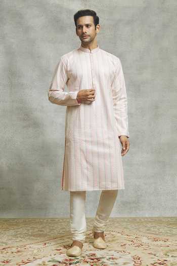 Buy Aariyana Couture Off White Silk Embroidery Striped Bloom Kurta Set Online at Aza Fashions Buy_Aariyana Couture_Off White Silk Embroidery Striped Bloom Kurta Set _Online_at_Aza_Fashions