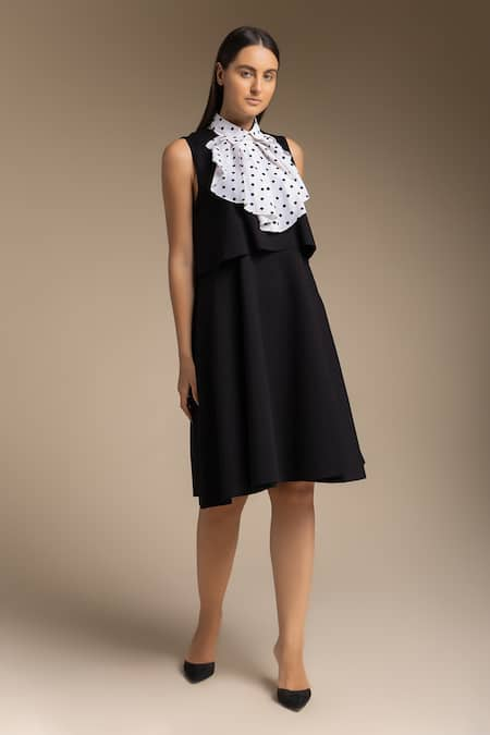 House of Manaa Cotton Layered Dress With Printed Bow 