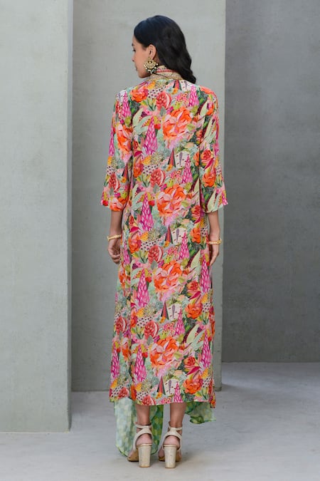 Rishi and Vibhuti Springtime Floral Printed Kaftan 