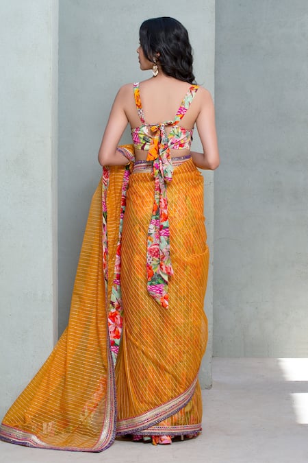 Rishi and Vibhuti Sunflower Splash Sequin Embroidered Saree 