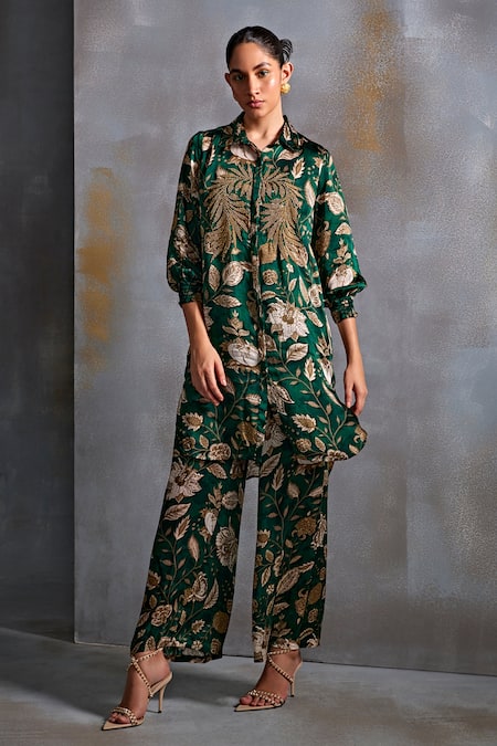 Namrata Joshipura Winter Hazel Print Embellished Shirt With Pant 