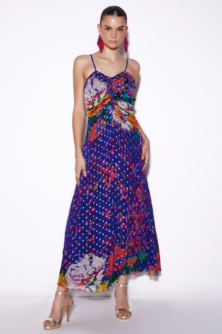 Verb by Pallavi Singhee Abstract Print Ruched Dress 