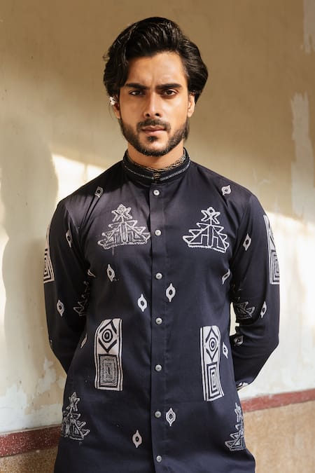 Ankita Shahabadi Silk Abstract Print Kurta & Pant Set 