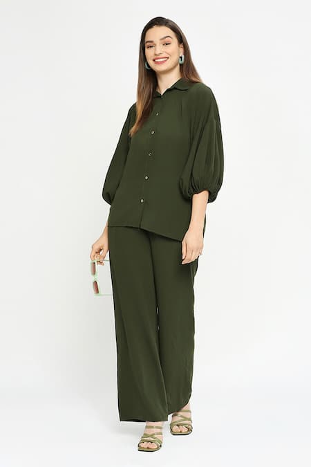 Emblaze Puff Sleeve Shirt & Pant Co-ord Set 