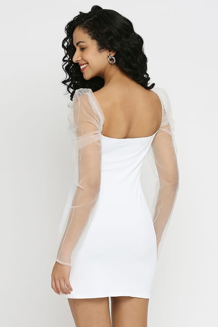 Buy SHIRRED CUT-OUT WHITE BODYCON DRESS for Women Online in India