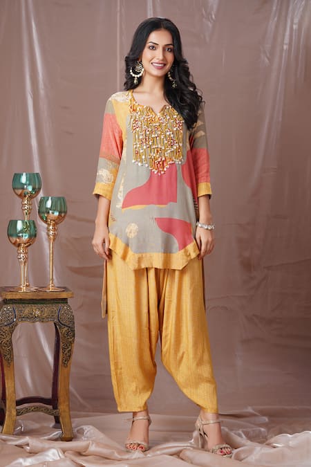 Amani Printed Asymmetric Kurta & Salwar Set 