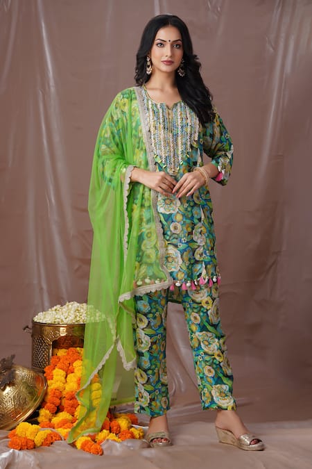 Amani Floral Print Kurta Pant Set 