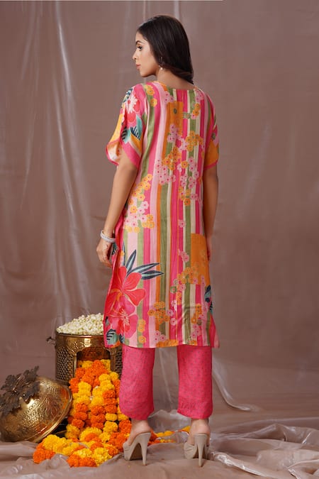 Amani Printed & Embroidered Kaftan With Pant 