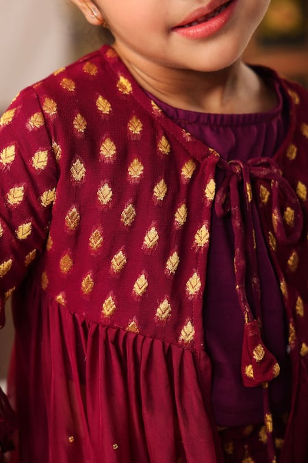 Buy_Cute Couture_Purple Muslin, Silk Embroidery, Sequins Cape Sharara Set _Online_at_Aza_Fashions