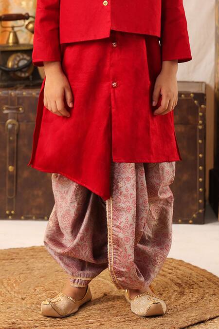Cute Couture Maroon Cotton, Silk Gota Patti Embroidered Bundi And Kurta Set at Aza Fashions Cute Couture_Maroon Cotton, Silk Gota Patti Embroidered Bundi And Kurta Set_at_Aza_Fashions