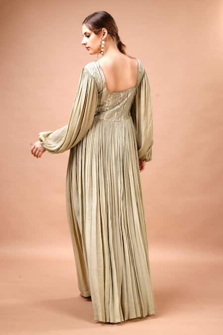 Merge Design Sequin Applique Embroidered Dress 