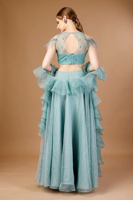 Merge Design Sequin Embroidered Skirt Set 