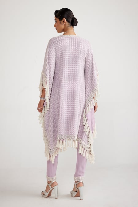 Vvani By Vani Vats Chandelier Pearl Drop Kaftan & Pant Set 