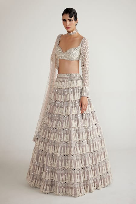 Shop Vvani By Vani Vats Pink Georgette, Net Embroidery, Pearls Chandelier Drop Work Bridal Lehenga Set at Aza Fashions Shop_Vvani By Vani Vats_Pink Georgette, Net Embroidery, Pearls Chandelier Drop Work Bridal Lehenga Set _at_Aza_Fashions