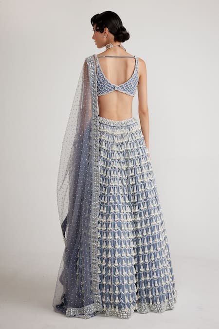 Vvani By Vani Vats Chandelier Pearl Tassel Embroidered Bridal Lehenga Set 