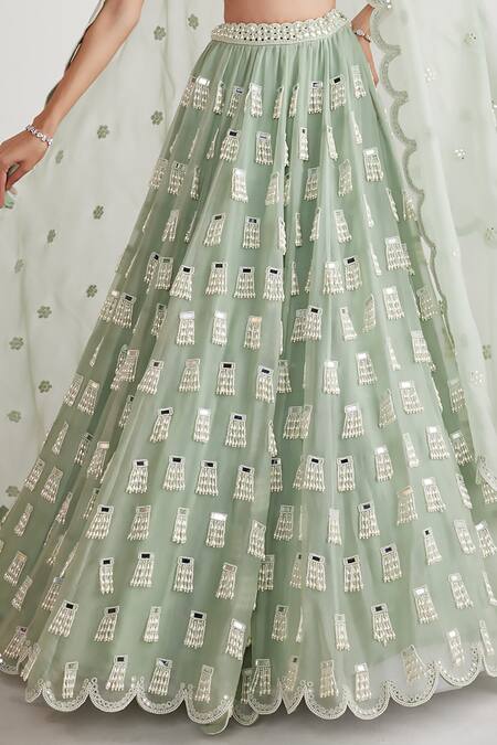 Buy Vvani By Vani Vats Green Georgette, Organza Geometric Chandelier Embellished Bridal Lehenga Set Online at Aza Fashions Buy_Vvani By Vani Vats_Green Georgette, Organza Geometric Chandelier Embellished Bridal Lehenga Set _Online_at_Aza_Fashions