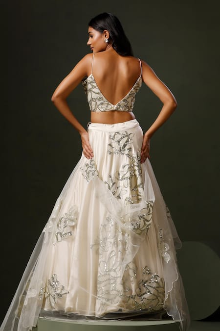 Two Sisters By Gyans Phool Applique Embroidered Lehenga Set 