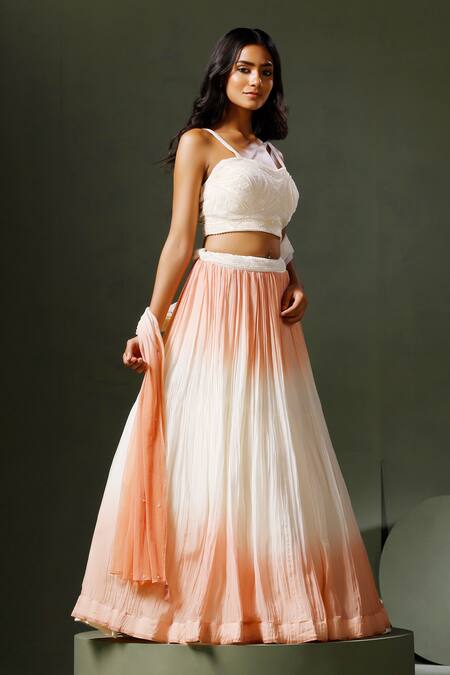 Buy Two Sisters By Gyans White Georgette Pearls, Ombre Moti Mala Waistband Embroidered Lehenga Set Online at Aza Fashions Buy_Two Sisters By Gyans_White Georgette Pearls, Ombre Moti Mala Waistband Embroidered Lehenga Set _Online_at_Aza_Fashions