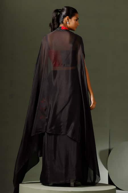 Two Sisters By Gyans Embellished Border Cape Skirt Set 