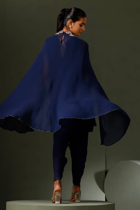 Two Sisters By Gyans Jewelled Neck Cape Kurta Tulip Pant Set 