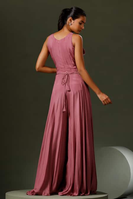 Two Sisters By Gyans Stacked Sequin Jumpsuit With Embellished Belt 