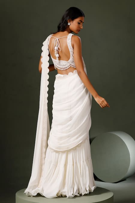 Two Sisters By Gyans Chandani Scallop Border Gharara Saree With Blouse 