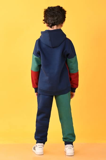 Anthrilo Solid V Neck Hoodie & Jogger Pant Set 