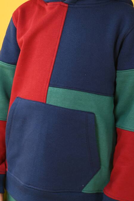 Buy_Anthrilo_Blue Cotton Solid V Neck Hoodie And Jogger Pant Set _Online_at_Aza_Fashions