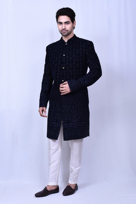 Aryavir Malhotra Velvet Embroidered Sherwani & Pant Set 