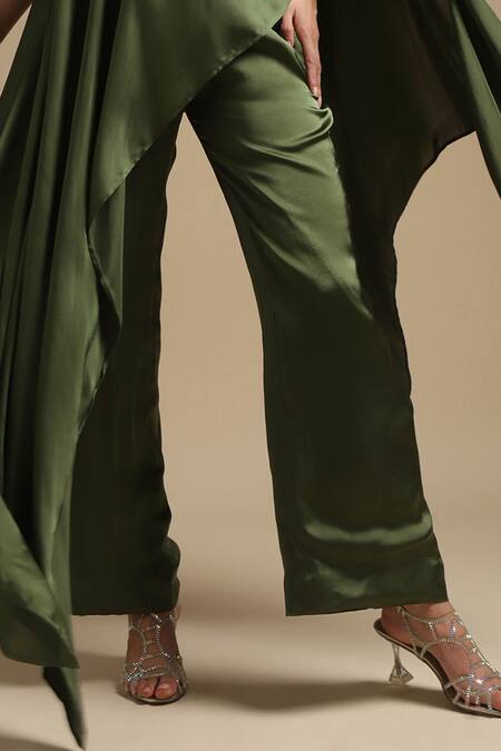 Buy Sakshi Khetterpal Green Silk Crystals, Cut Work, Sequins, Neckline Embroidered Top And Pant Set Online at Aza Fashions Buy_Sakshi Khetterpal_Green Silk Crystals, Cut Work, Sequins, Neckline Embroidered Top And Pant Set _Online_at_Aza_Fashions