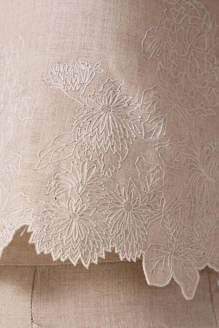 Buy The Summer House Beige Linen Embroidery Round Neck Toni Hem Top Online at Aza Fashions Buy_The Summer House_Beige Linen Embroidery Round Neck Toni Hem Top _Online_at_Aza_Fashions