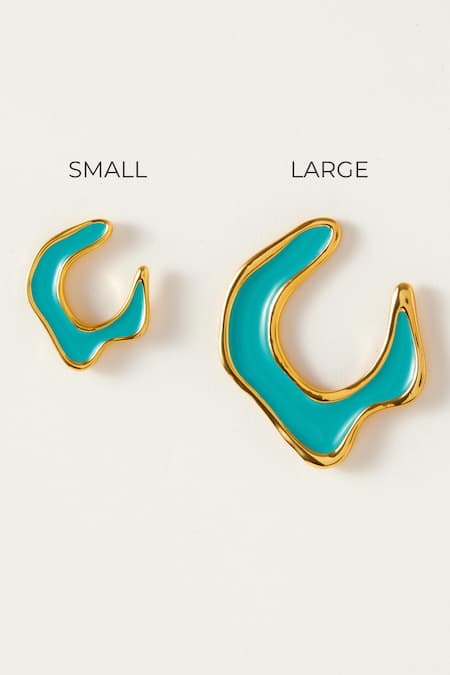 Buy_Voyce Jewellery_Blue Embroidery Hawaii Geometric Shaped Earrings _Online_at_Aza_Fashions