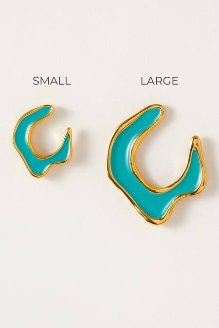 Buy_Voyce Jewellery_Blue Embroidery Hawaii Abstract Shaped Earrings _Online_at_Aza_Fashions