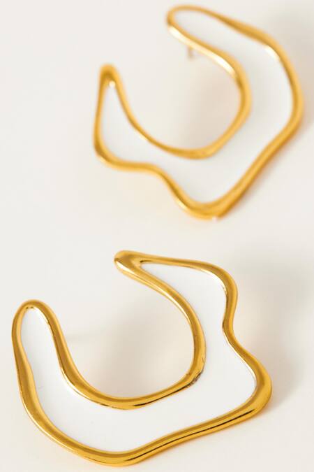 Voyce Jewellery_White Embroidery Hawaii Enameled Earrings _Online_at_Aza_Fashions