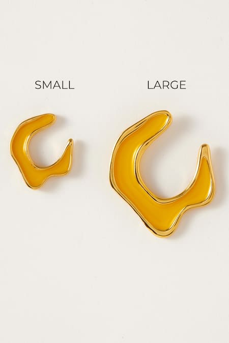 Buy_Voyce Jewellery_Yellow Hawaii Sunrise Enameled Abstract Earrings _Online_at_Aza_Fashions