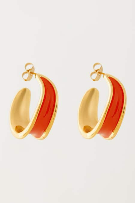 Voyce Jewellery Kandy Semi Hoop Enameled Earrings 