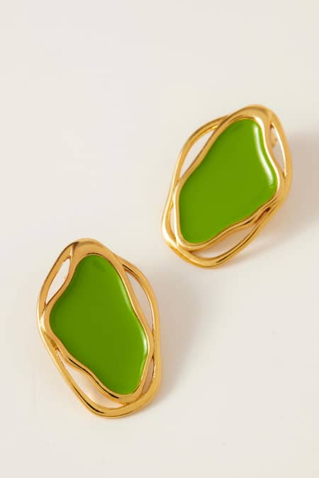 Voyce Jewellery Cancun Enameled Abstract Stud Earrings 