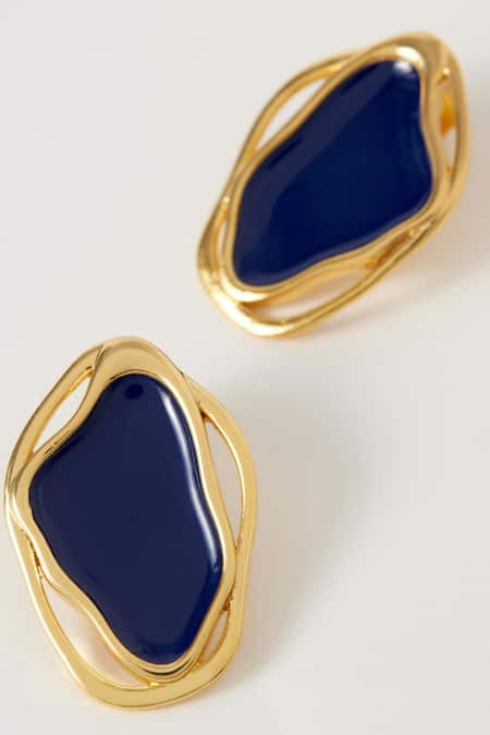 Voyce Jewellery_Blue Cancun Midnight Enameled Earrings _Online_at_Aza_Fashions