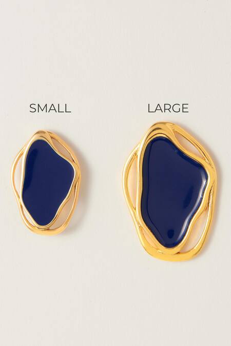 Buy_Voyce Jewellery_Blue Cancun Midnight Enameled Earrings _Online_at_Aza_Fashions