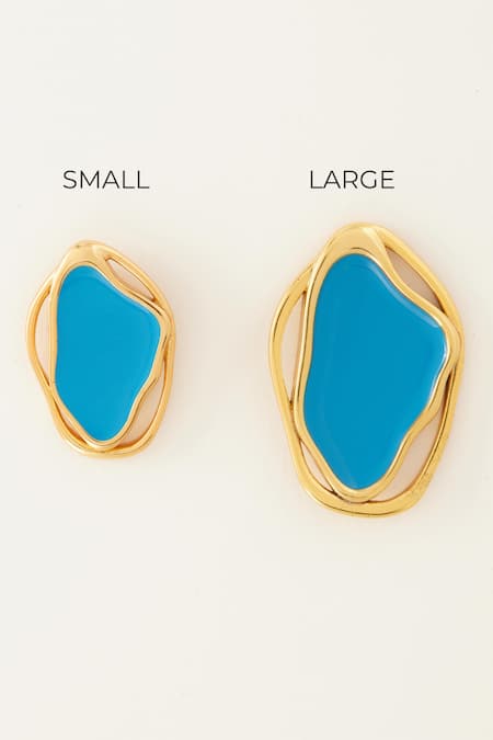 Voyce Jewellery_Blue Embroidery Cancun Pacific Enameled Earrings _Online_at_Aza_Fashions