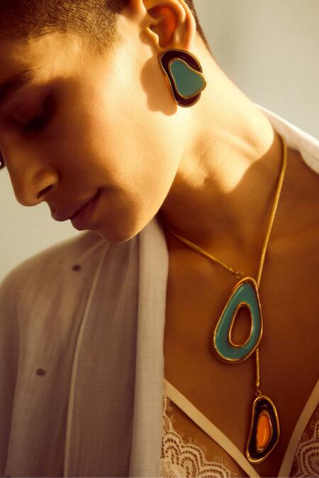 Shop_Voyce Jewellery_Blue Circlet Necklace_Online_at_Aza_Fashions