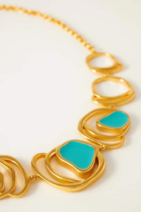 Buy_Voyce Jewellery_Blue Morjim Encircle Coil Necklace _Online_at_Aza_Fashions