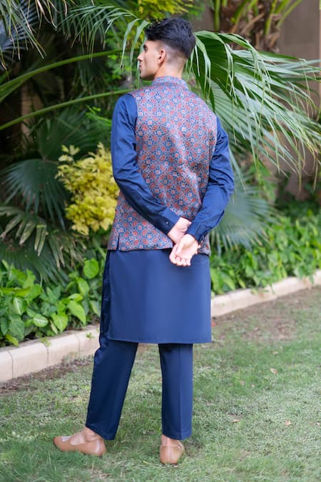 Ekavira Ajrakh Print Bundi Kurta Set 