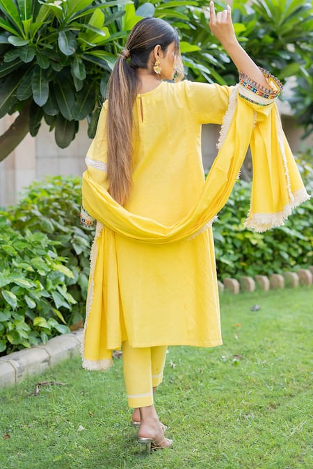 Ekavira Jashna Embroidered Cotton Kurta Pant Set 