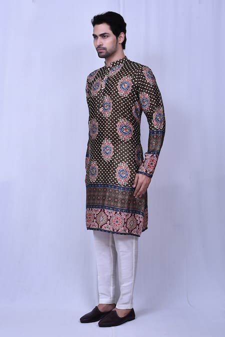Arihant Rai Sinha_Green Cotton, Silk Sequins Bandhani Print Kurta Set _at_Aza_Fashions