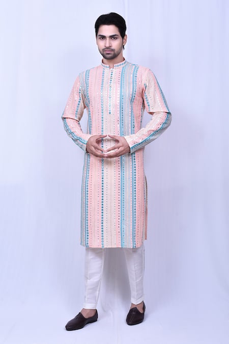 Arihant Rai Sinha Multi Color Kurta Cotton Embroidered Mirror Work With Pant 